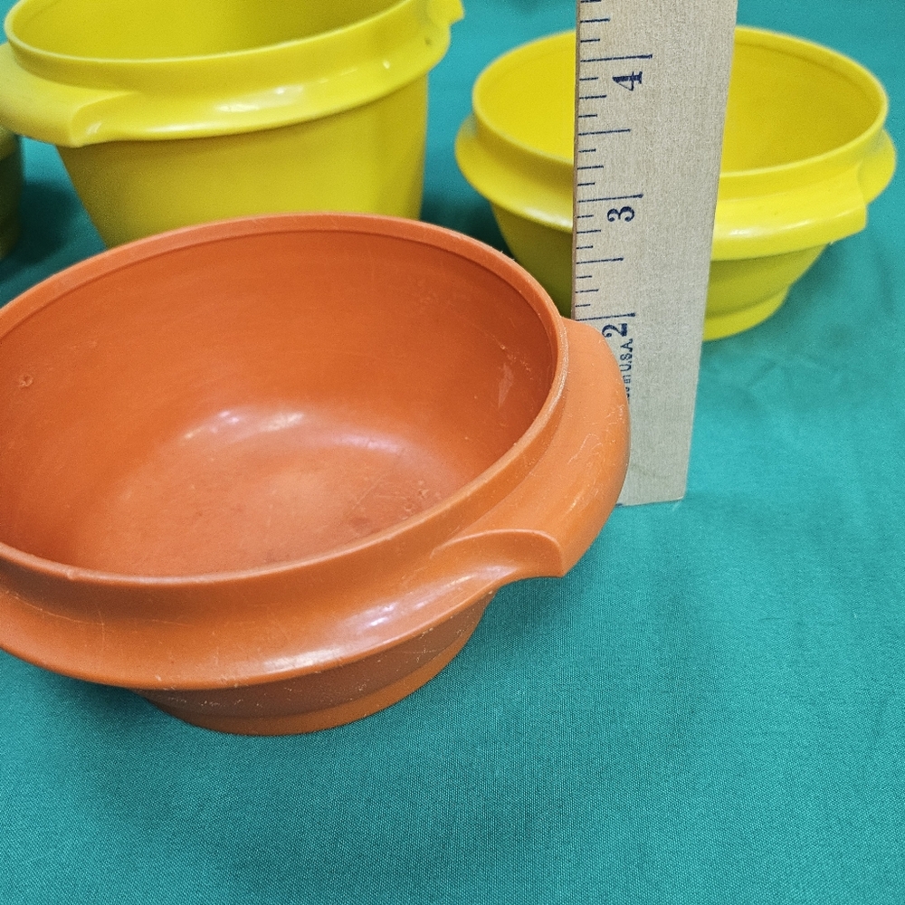 Vtg Tupperware Servalier Storage Bowls Yellow Orange Green 886-31 Lot 812-41 - Picture 7 of 16